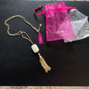 NWT Lilly Pulitzer White Stone Offshore Tassle Necklace